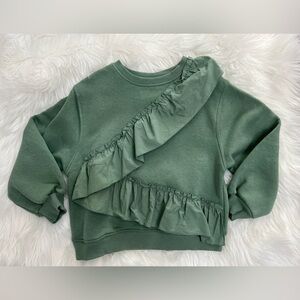 Zara Girls Green ruffle sweatshirt - size 7